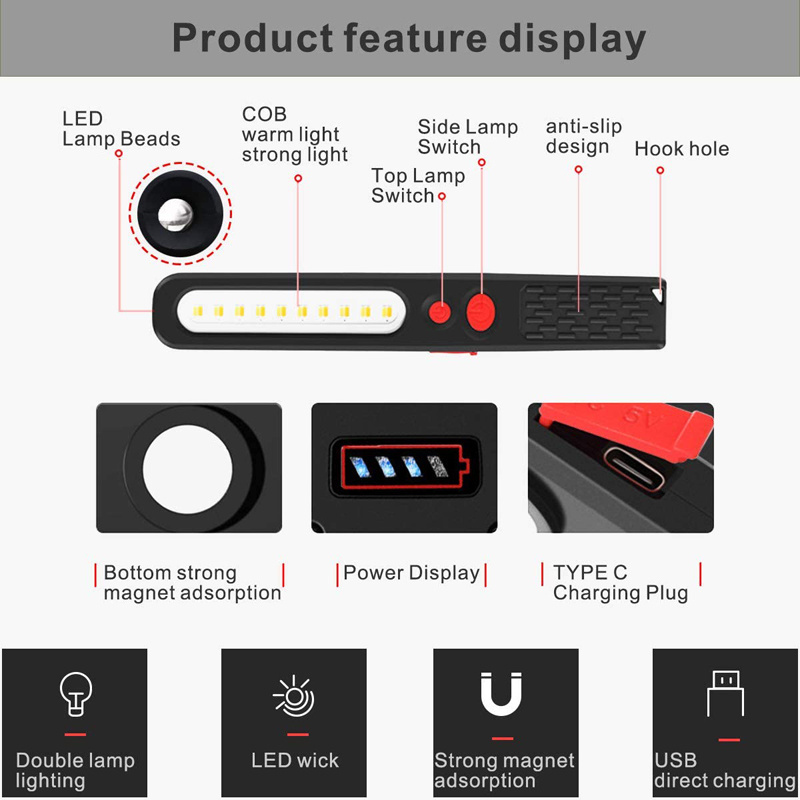 Handheld Work Light Battery Powered Portable LED Working Light