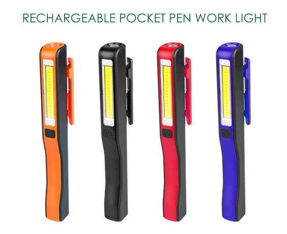 COB LED Work Light Rechargeable Mechanic Inspection Lamp Portable Hand Pocket Pen Flashlight  for Workshop