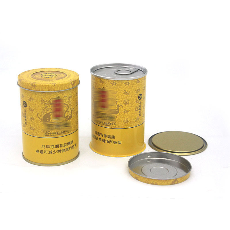 Round Metal Cans Blended Cigarette Box Tobacco Tin