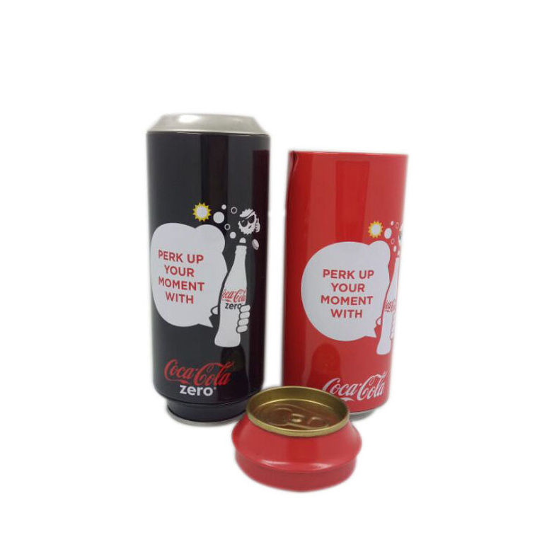 Empty Metal Cola Shape Gift Tin for Promotion Cola Shaped Coin Bank Tin Can