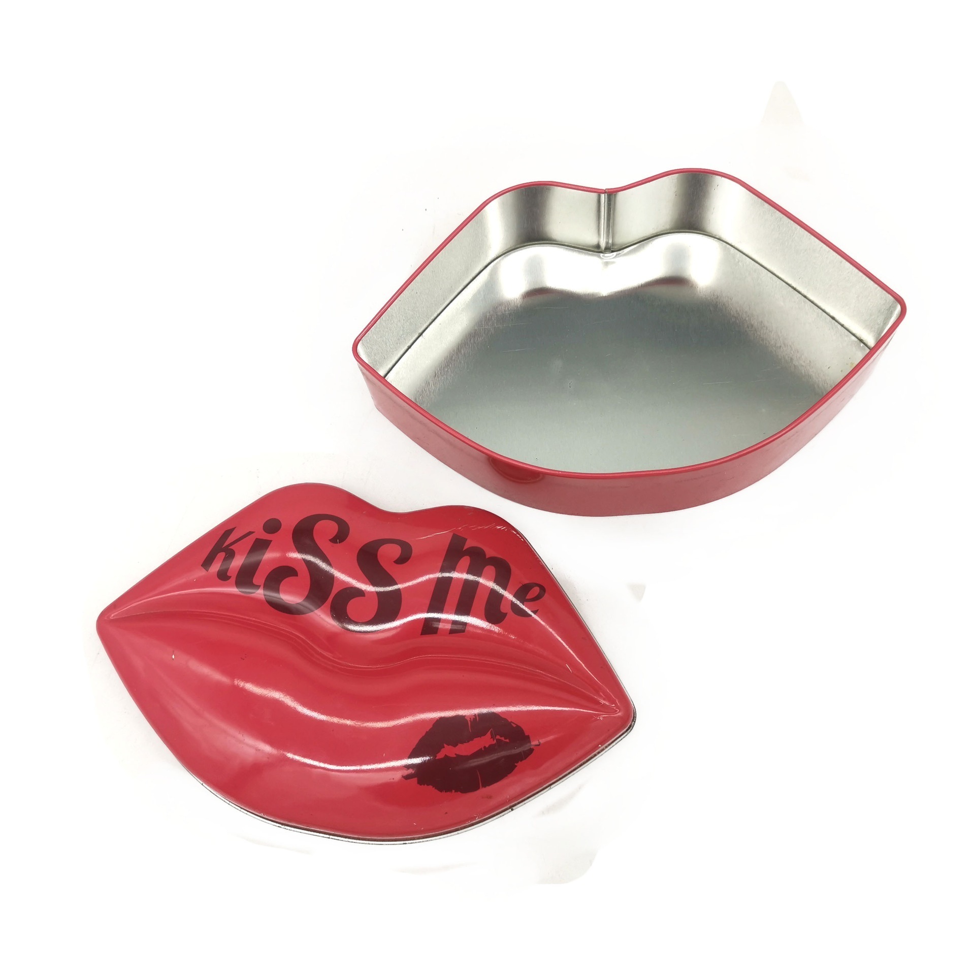 Wholesale Lip Shape Metal Gift Tin for Cosmetic Packaging Empty Lip Balm Metal Box