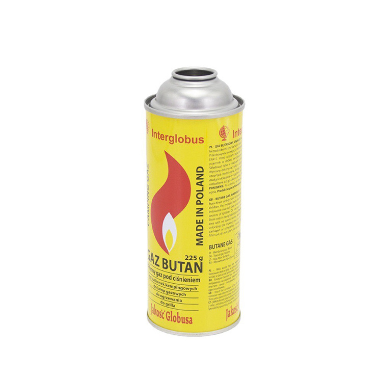 220g Empty Butane Gas Can Cartridge Gas Aerosol Can With Butane Gas Valve 65*158 mm