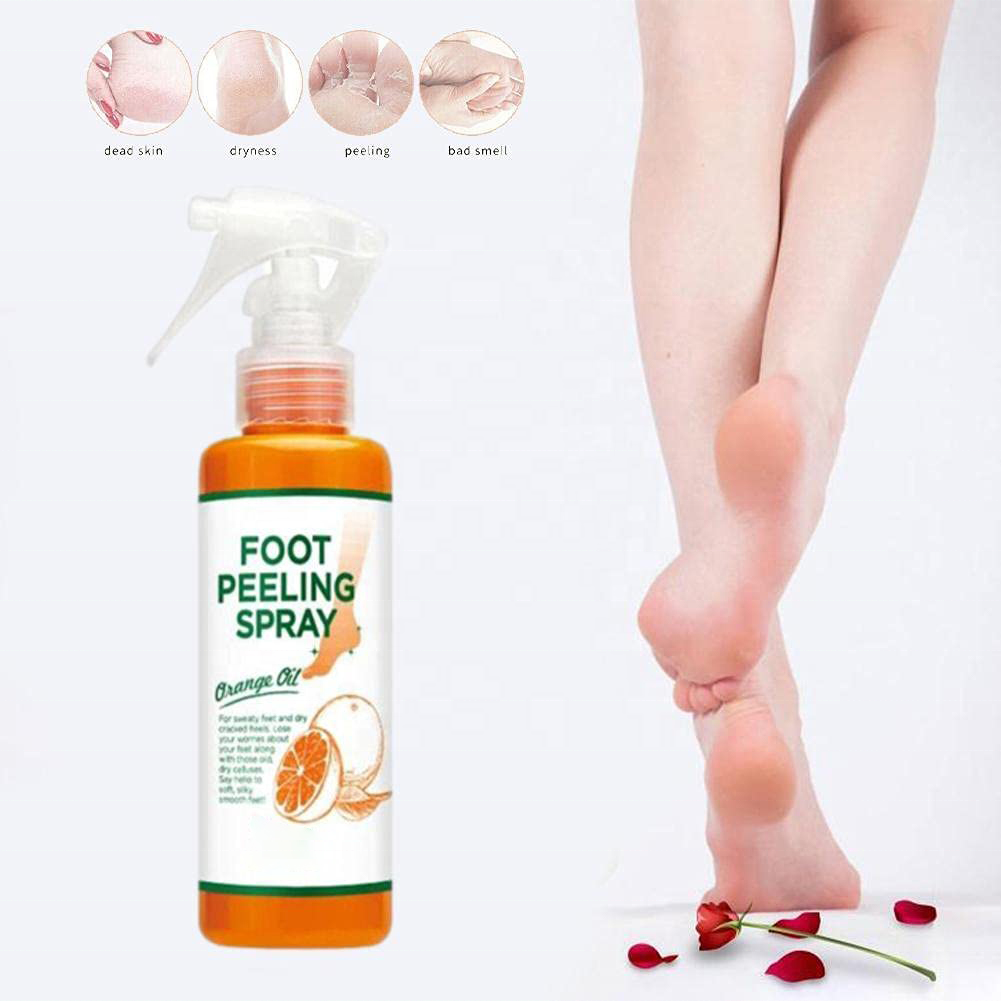 Customize Logo Make Your Feet Baby Soft Green Tea Orange Foot Exfoliate Peel Off Spray Cracked Heels Dead Skin Calluses