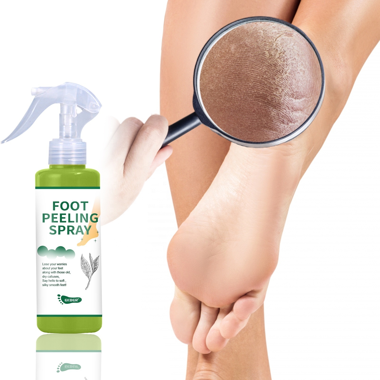 Customize Logo Make Your Feet Baby Soft Green Tea Orange Foot Exfoliate Peel Off Spray Cracked Heels Dead Skin Calluses