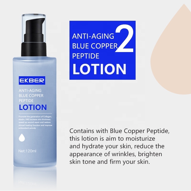 Customize Logo Natrual Organic Blue Copper Peptide Hydrating Dry Skin Toner And Lotion For Face