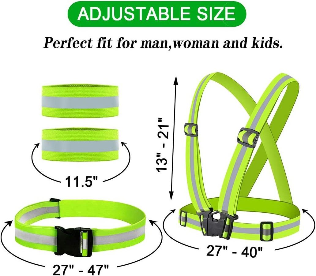 TIROL Custom Logo Heavy Duty Adjustable Elastic Safety Outdoor Reflective Belt High Visibility Reflective Vest