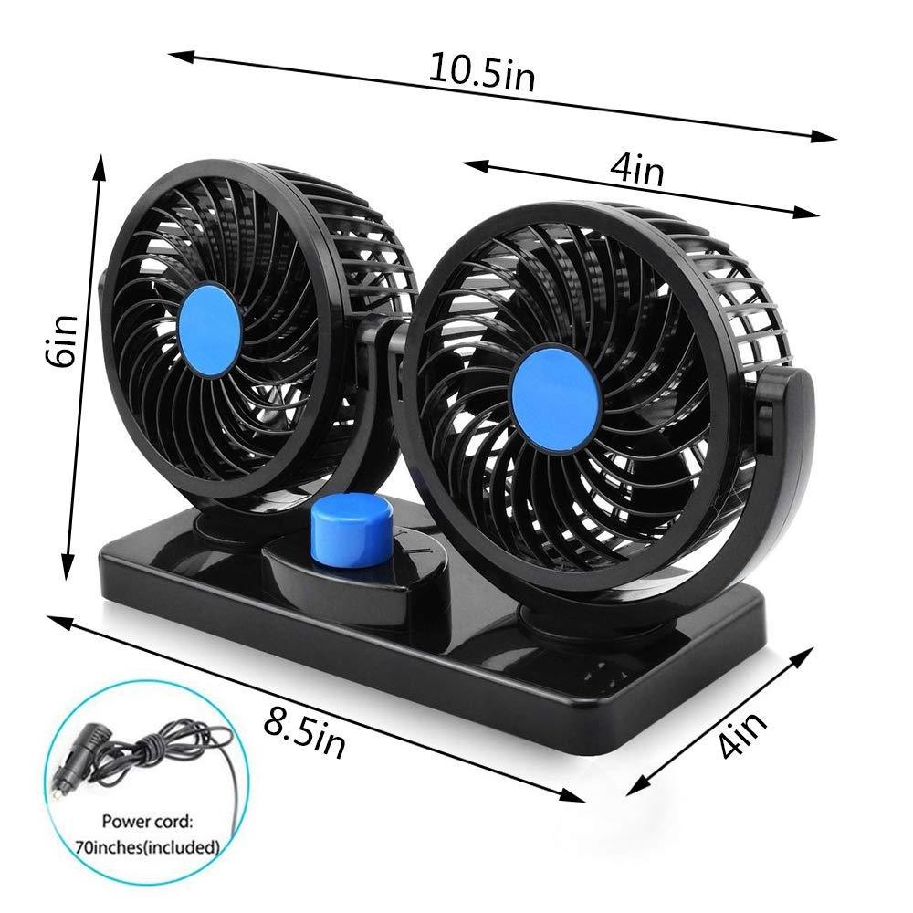 Tirol 12v Vehicle  Black Plastic 360 Rotatable Cooling Car Fan