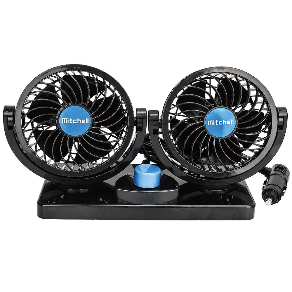 Tirol 12v Vehicle  Black Plastic 360 Rotatable Cooling Car Fan