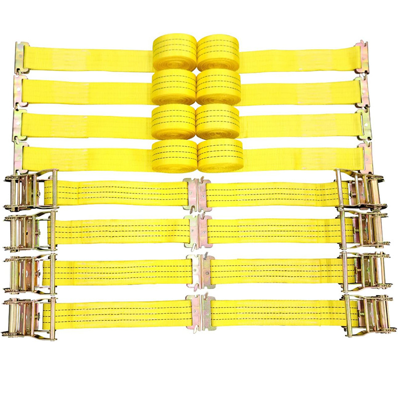 TIROL Wholesale Custom Design Yellow Orange Cargo Lashing Belt Motorcycle Auto Cambuckle  Retract Ratchet Tie Down Strap