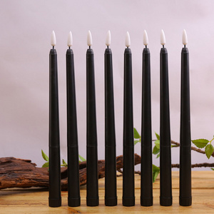 Black Tea Lights LED Remote Halloween Taper Candles Black Color Flameless Fake Pillar Candles AAA Battery LED Candles