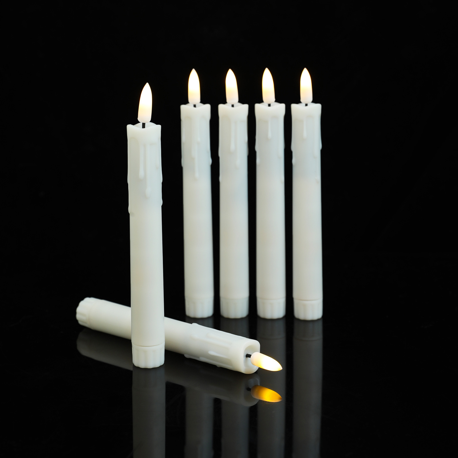 2023 New Arrival 6pcs/set 7inch/17.5cm led tea candle light s rechargeable flicker flame battery flameless  led pillar candles