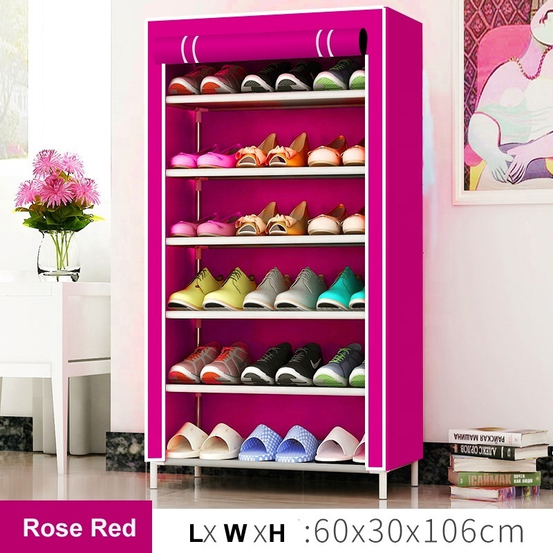 non woven shoes rack XG-7  hot sale metal frame fabric shoe storage closet for living room