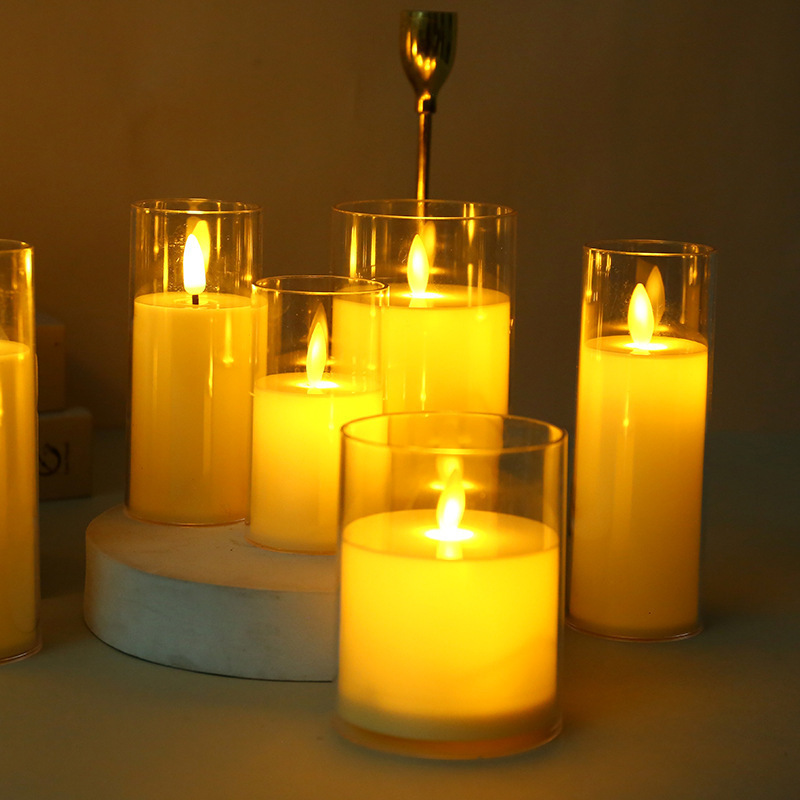 Led Flameless Electric Candles Lamp Acrylic Glass Battery Flickering Fake Tealight Candle Bulk With Separate Packing Box