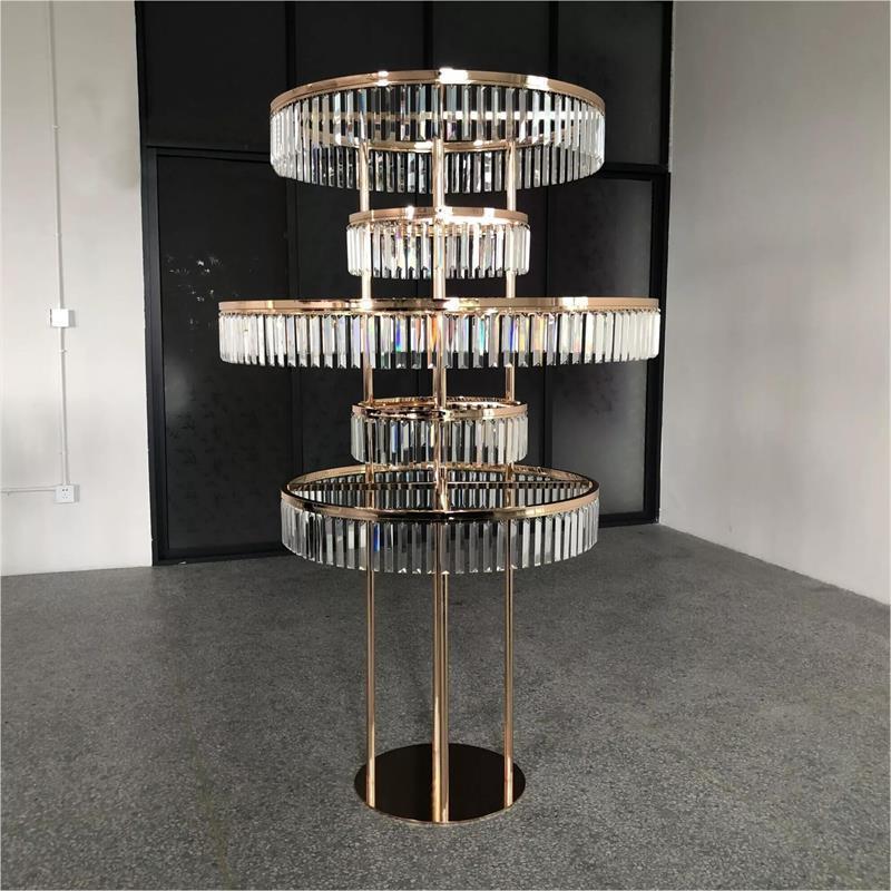 New Style Crystal Flower Rack Gold Arch Stand Road Lead Wedding Centerpiece For Event Party Decorative display stand