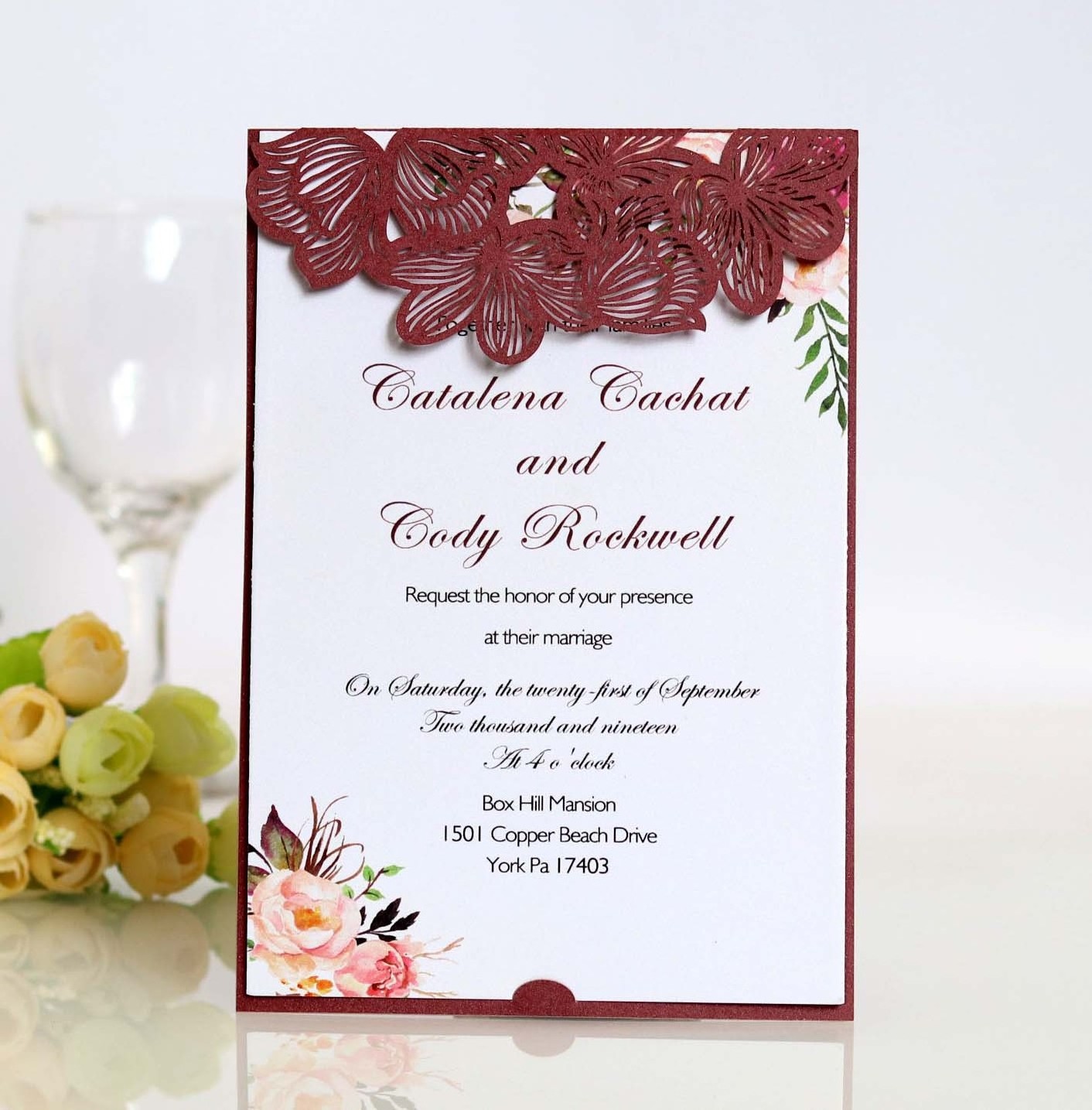 Rose laser invitation card business invitation wedding invitation card hollow greeting card factory wholesale