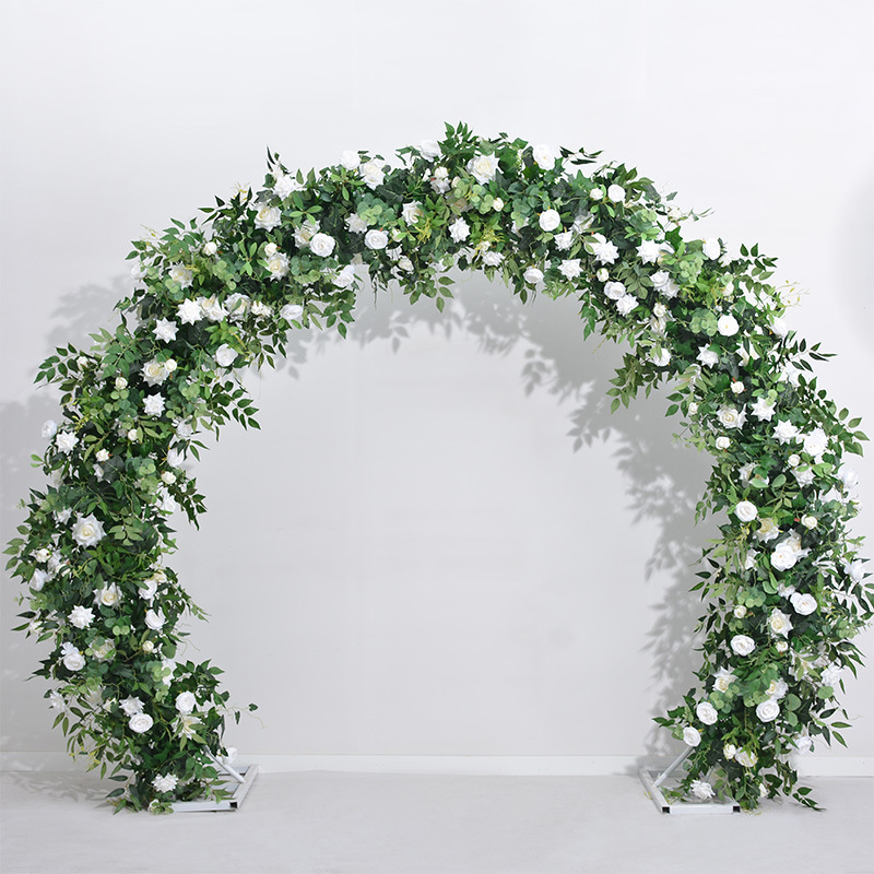 New Green Plant Rose Arch Wedding Layout Circular Flower Door Church Lawn Flower Backdrop For Wedding Stage