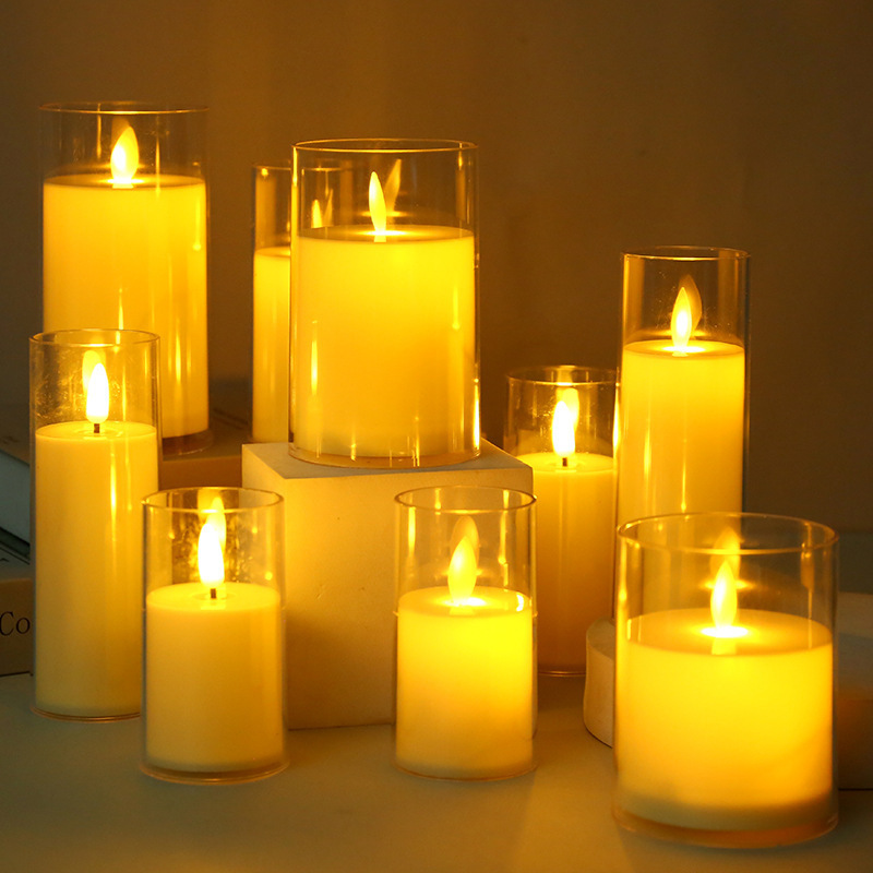 Led Flameless Electric Candles Lamp Acrylic Glass Battery Flickering Fake Tealight Candle Bulk With Separate Packing Box