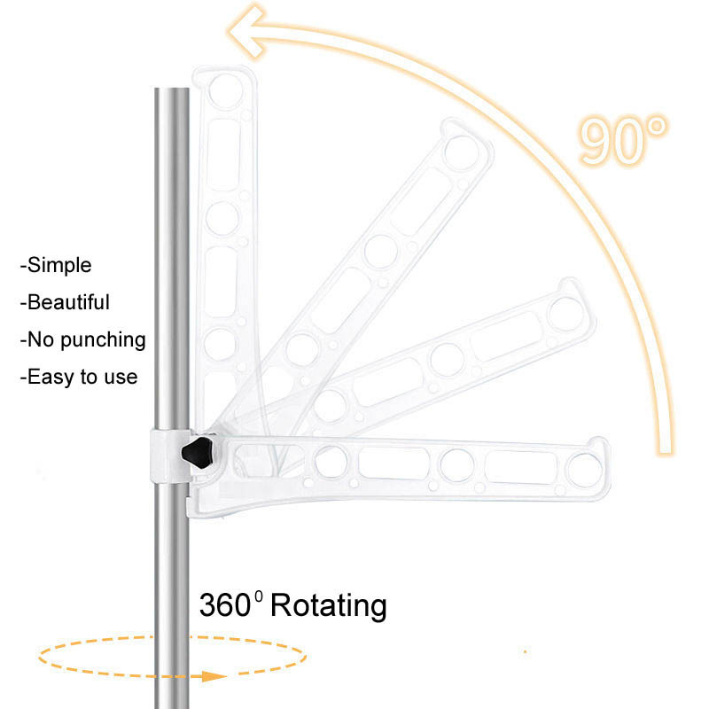 Factory Simple Adjustable Metal Coat Racks Drying On Balcony Punch-free Standing Clothes Storage Hanger with Telescopic Rod