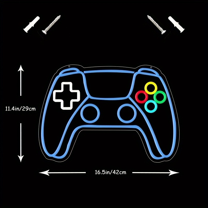 1 PC Gamepad Shaped LED Neon Sign for Gamer Room Boys Room Gaming Wall Decor, USB Powered Gamer Gifts for Teens, Boys, Kids