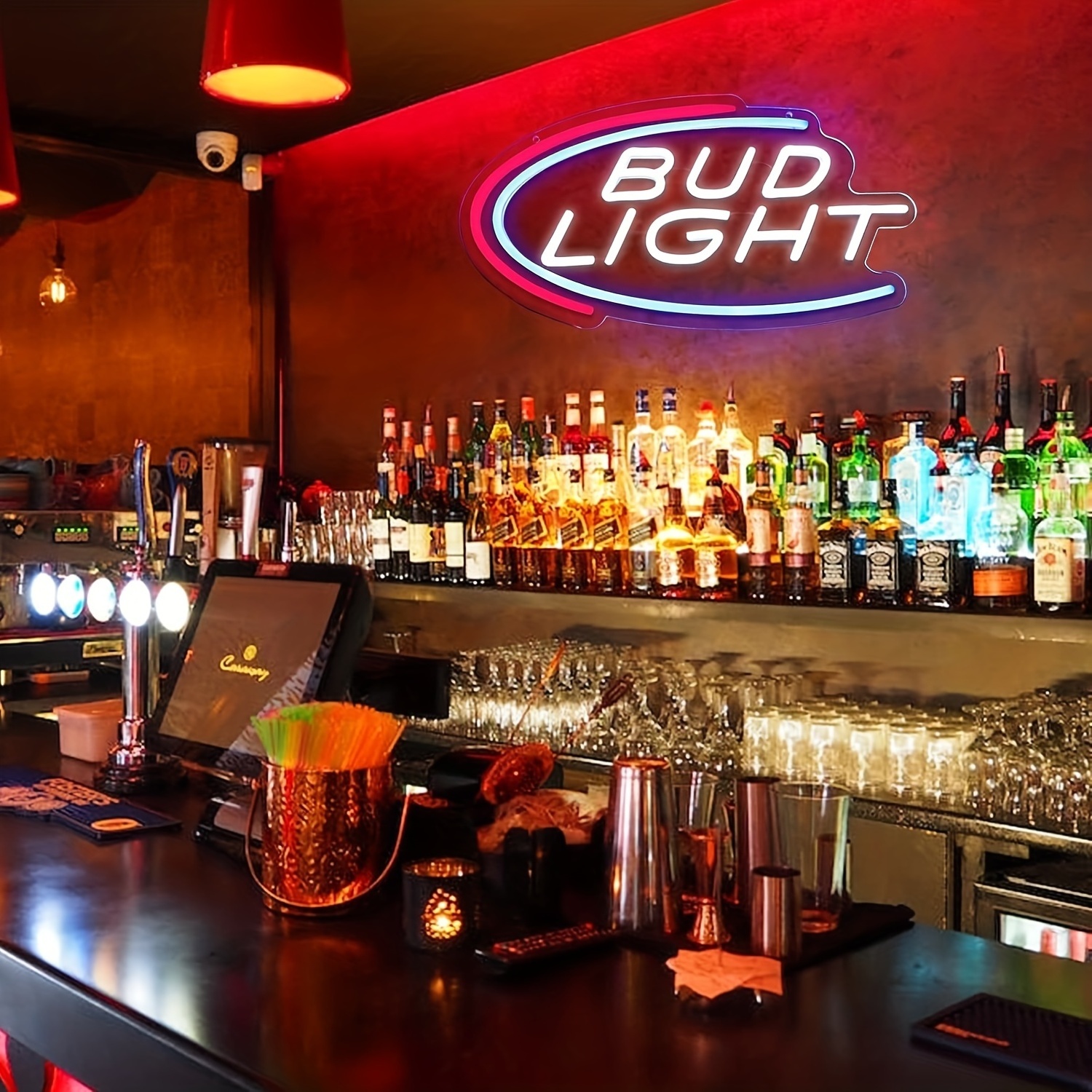 1 pc Bud Light Neon Sign For Wall Decor in Garage Club,Dimmable Led Light for Home and Man Cave Restaurant Decor