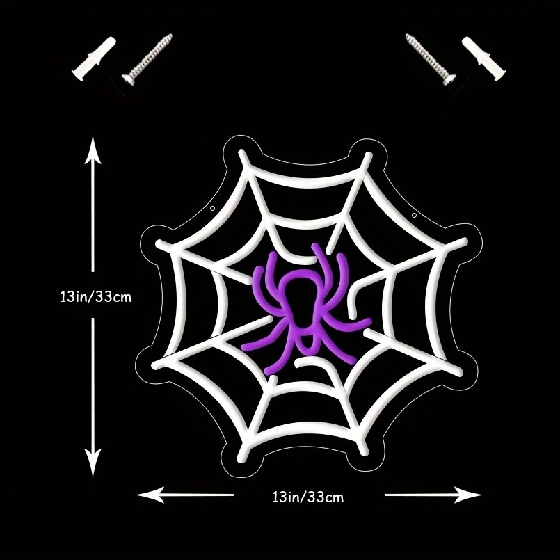 1 PC Spider web Neon Sign Purple White Lighted Wall Art Decor Halloween Led Sign Neon Light USB Powered for Wedding Birthday