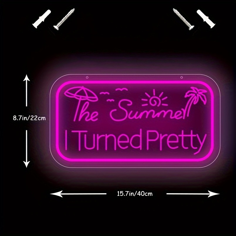 1 pc The Summer I Turned Pretty Neon Signs For Wall Decor Rose Neon Sign for Bedroom,Home,Party Neon Name Sign Valentine's Day