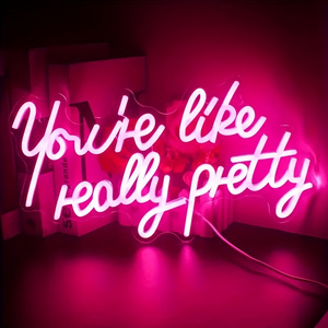 1 pc You're Like Really Pretty Neon Signs,Pink USB Powered Led Neon Light for Wall Decor Wedding Bedroom,Home Wall Decor