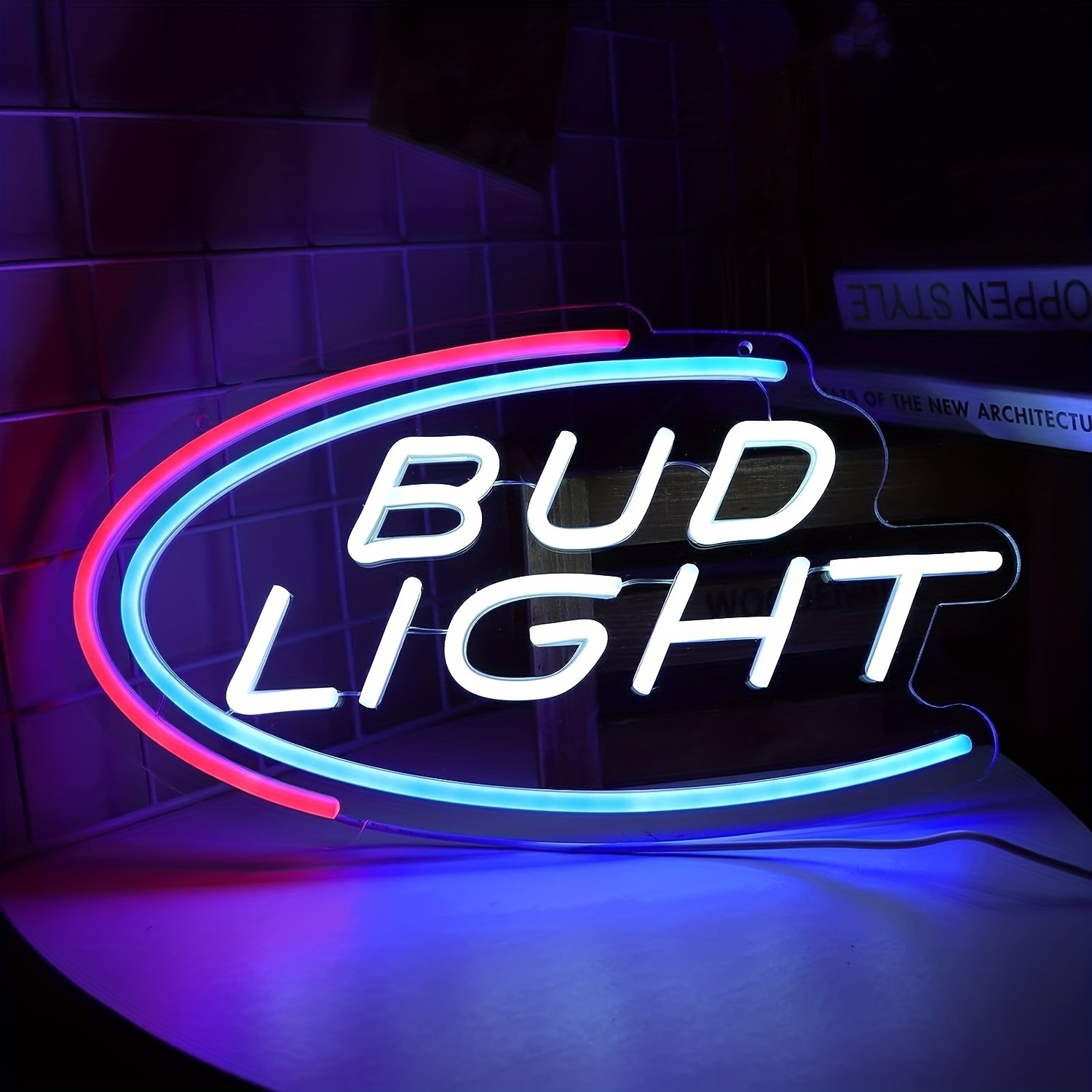 1 pc Bud Light Neon Sign For Wall Decor in Garage Club,Dimmable Led Light for Home and Man Cave Restaurant Decor