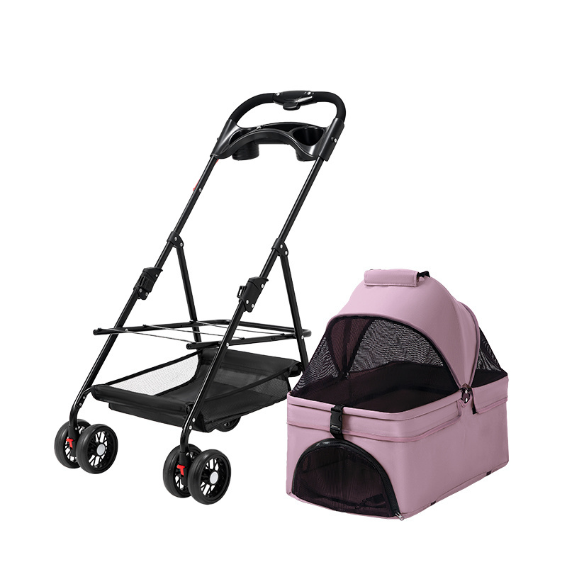 Detachable Pet Travel Cart Carrier Bag 2 in 1 Multifunctional Foldable Pet Stroller Outdoor Small Cat Dog Trolley