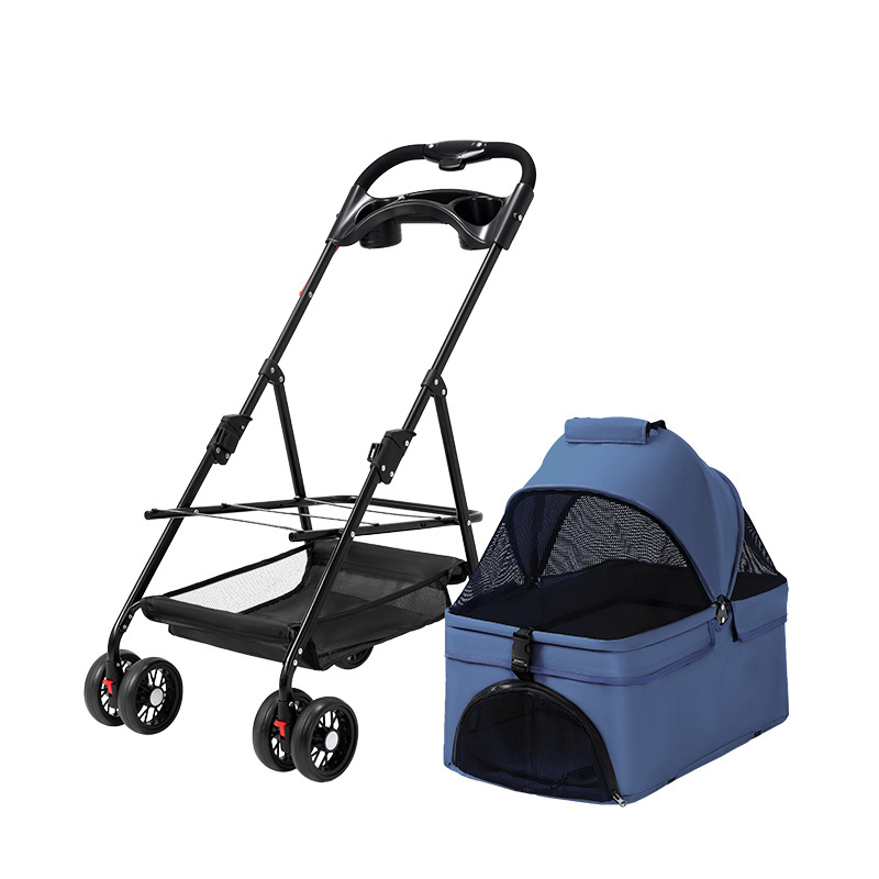 Detachable Pet Travel Cart Carrier Bag 2 in 1 Multifunctional Foldable Pet Stroller Outdoor Small Cat Dog Trolley