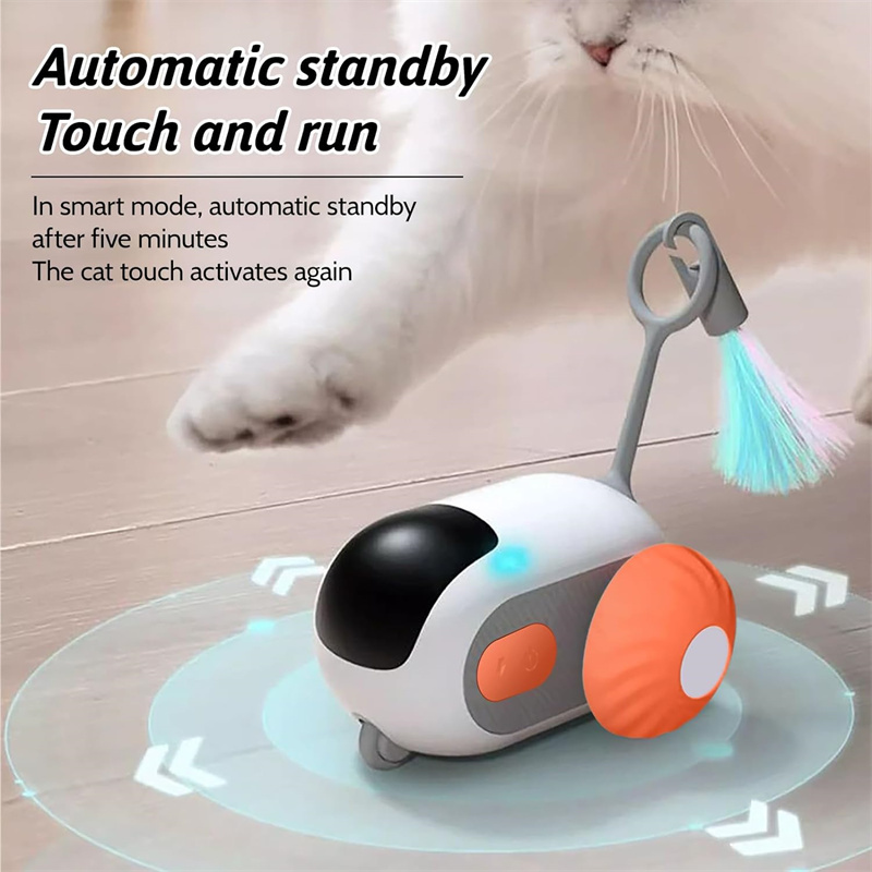 Remote Control Smart Electric Cat Toy Car Gravity Automatic Interactive Pet Car Toys With Feather Cat Teaser Stick