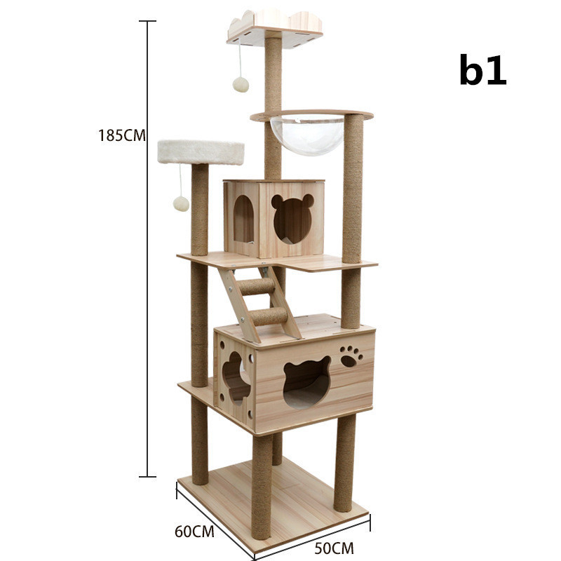 Wood Cat Tree Tower Cat Climbing Tree for Indoor Cats Multi Layered Kitten Scratching Sleeping Racks Pet House