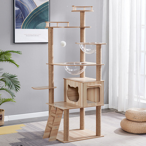 Wood Cat Tree Tower Cat Climbing Tree for Indoor Cats Multi Layered Kitten Scratching Sleeping Racks Pet House