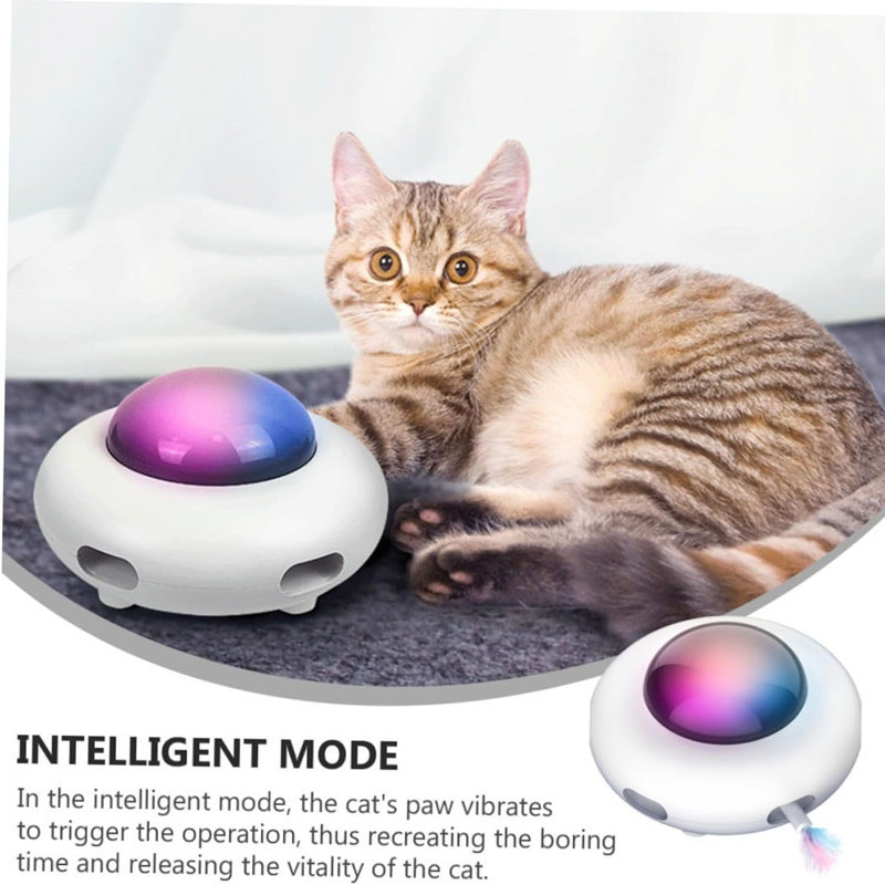 Funny Electric Cat Toy Rechargeable UFO Smart Automatic Cat Teasing Toys Kitten Interactive Toy with Led Light