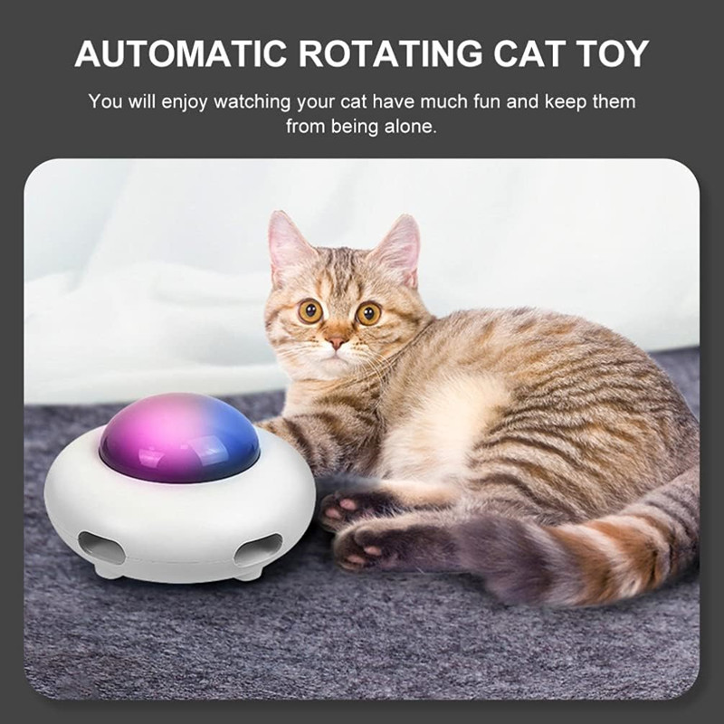 Funny Electric Cat Toy Rechargeable UFO Smart Automatic Cat Teasing Toys Kitten Interactive Toy with Led Light