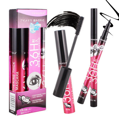 YANQINA eyeliner + mascara 36HThick curls set long lasting waterproof and no-blooming makeup