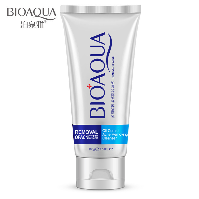 BIOAQUA facial cleanser oil control anti-acne cleansing cream improve acne blackheads deep cleansing facial cleanser 100g