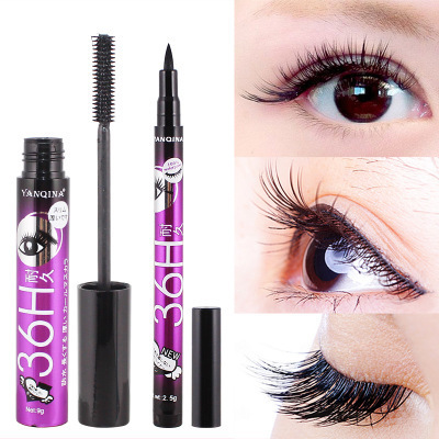 YANQINA eyeliner + mascara 36HThick curls set long lasting waterproof and no-blooming makeup