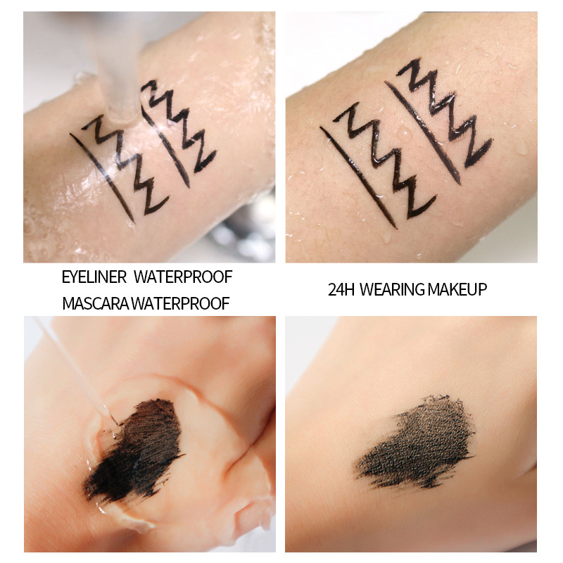 YANQINA eyeliner + mascara 36H 4D Thick curls set long lasting waterproof and no-blooming makeup