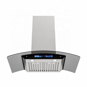 90cm Touch Control Glass Canopy Cooker Hood Black Kitchen Chimney