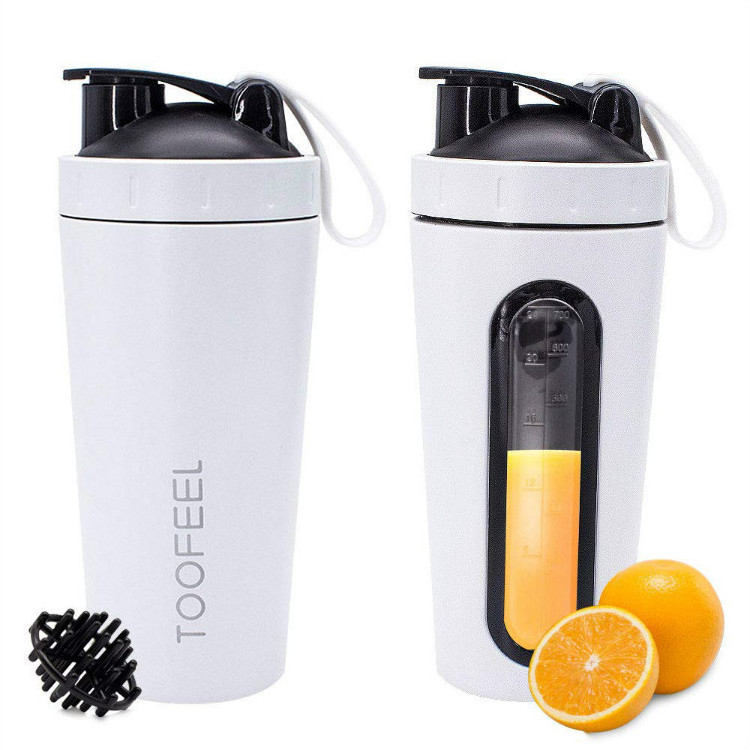 2022 Wholesale Eco Friendly Fitness Metal Blender Shaker Stainless Steel Bottle Protein Shakers 700ml