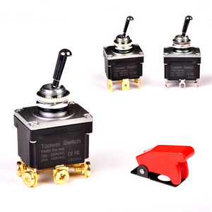 Toowei on-(on) dpdt plate 12mm brass mechanism toggle switch ip67 watertight with 6 gang screw terminal for airplane