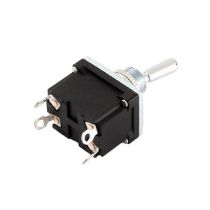 Toowei black retro ON-OFF toggle switch ip67 waterproof flat 12mm micro DPDT with 4 solder terminals