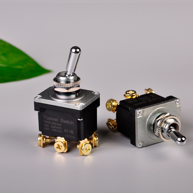 Toowei on-(on) dpdt plate 12mm brass mechanism toggle switch ip67 watertight with 6 gang screw terminal for airplane