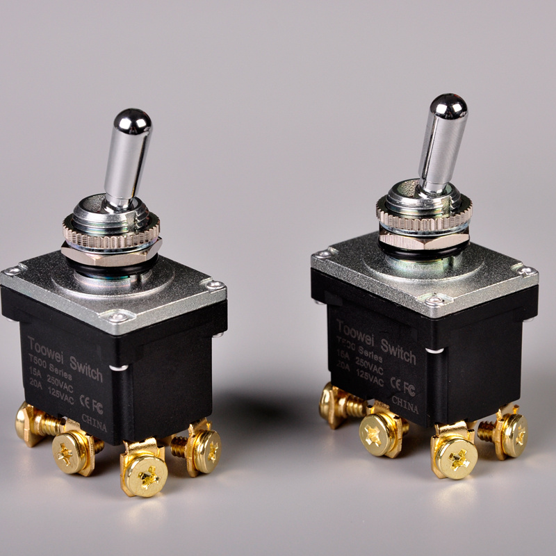 Toowei on-(on) dpdt plate 12mm brass mechanism toggle switch ip67 watertight with 6 gang screw terminal for airplane