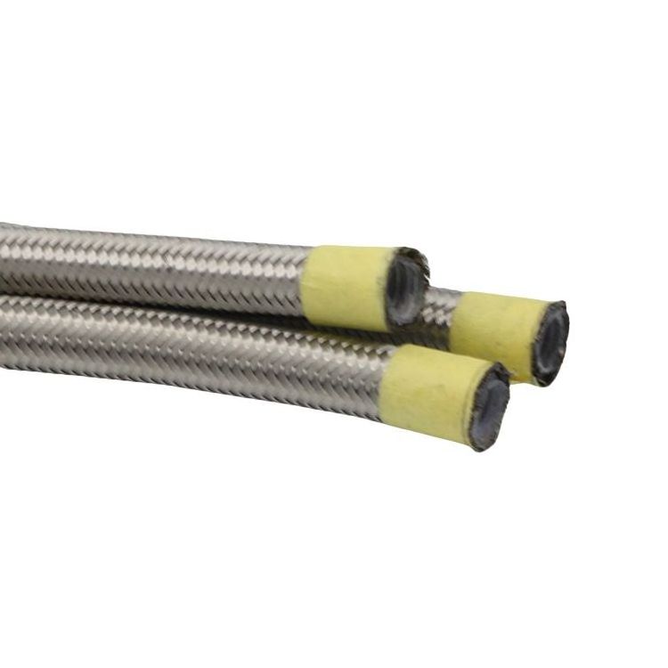 SAE 100 R14 stainless steel 304 braided  smooth PTFE qindao hydraulic hoses