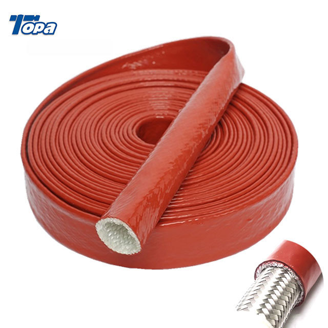 fiberglass silicone coated fiberglass fire retarded barrier protective nylon furnace high temperature furnace red sleeves hose