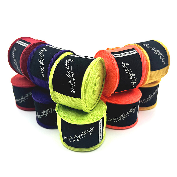 High Quality Polyester 120inch 180inch 210inch Breathable Custom Logo Semi Elastic Boxing Bandages Boxing Hand Wraps