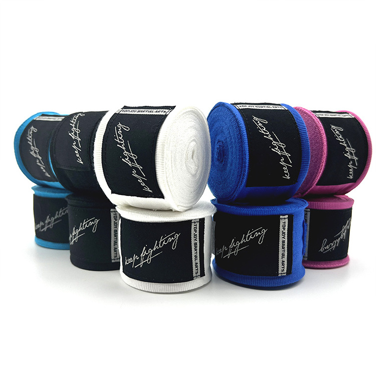 High Quality Polyester 120inch 180inch 210inch Breathable Custom Logo Semi Elastic Boxing Bandages Boxing Hand Wraps