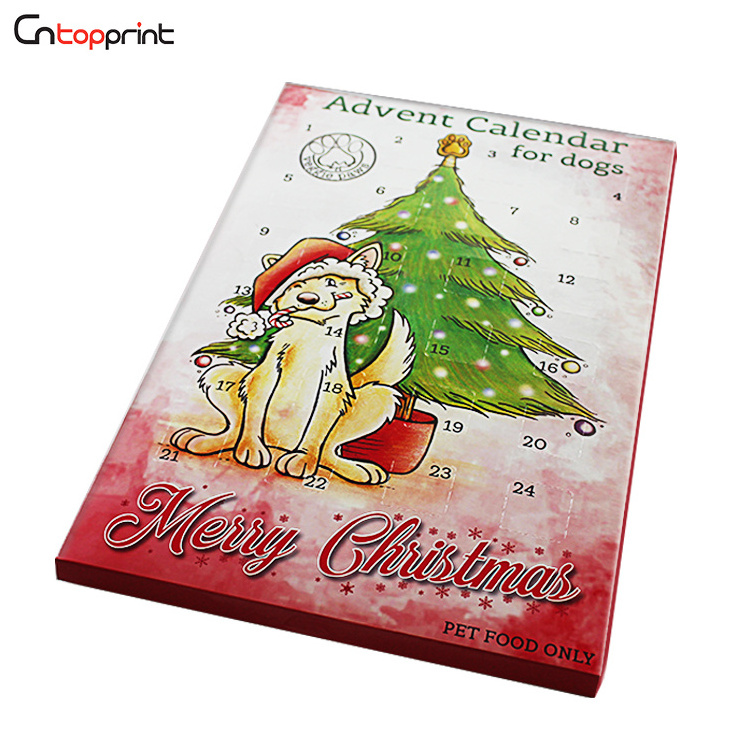 Custom Sock Pet Dog Christmas Advent Calendar Box with Plastic Tray